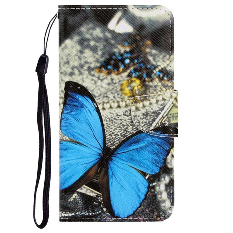 iPhone XR Blauw Vlinder Band Hoesje