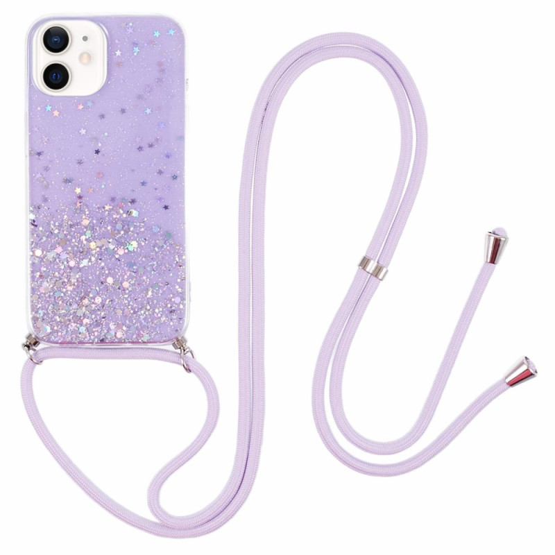 Trekkoord hoesje iPhone 12 / 12 Pro Discreet Glitter