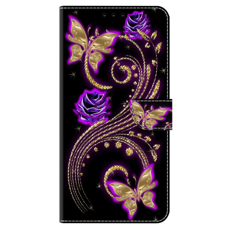 Honor Magic 5 Pro Paars Bloemen en Vlinders Hoesje