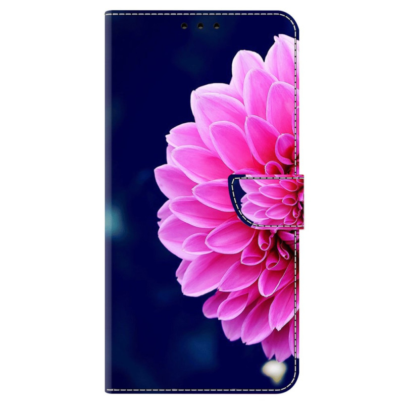 Honor Magic 5 Pro Hoesje Roze Bloem op Blauwe Achtergrond