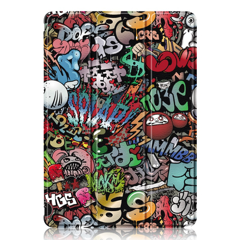 Slim hoesje Samsung Galaxy Tab S9 Stylus Portemonnee Transparante achterkant Graffiti