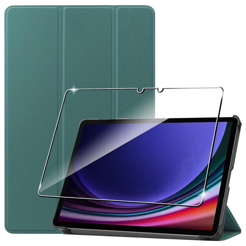Smart Case Samsung Galaxy Tab S9 Gehard Glas Screen Protector Groen