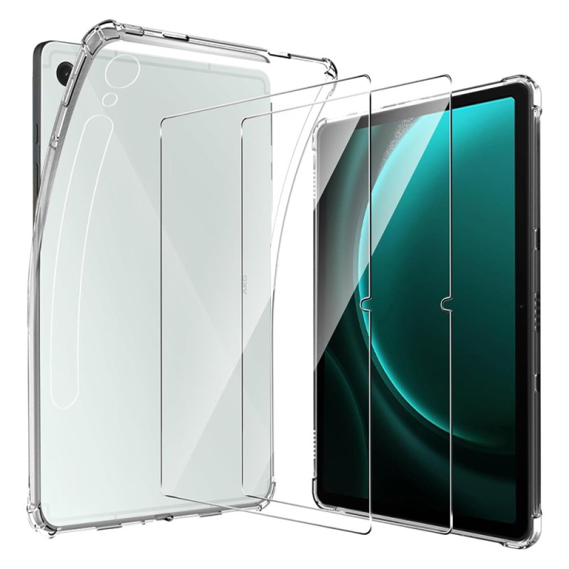 Samsung Galaxy Tab S9 FE Clear hoesje met 2 geharde glazen screenprotector
s