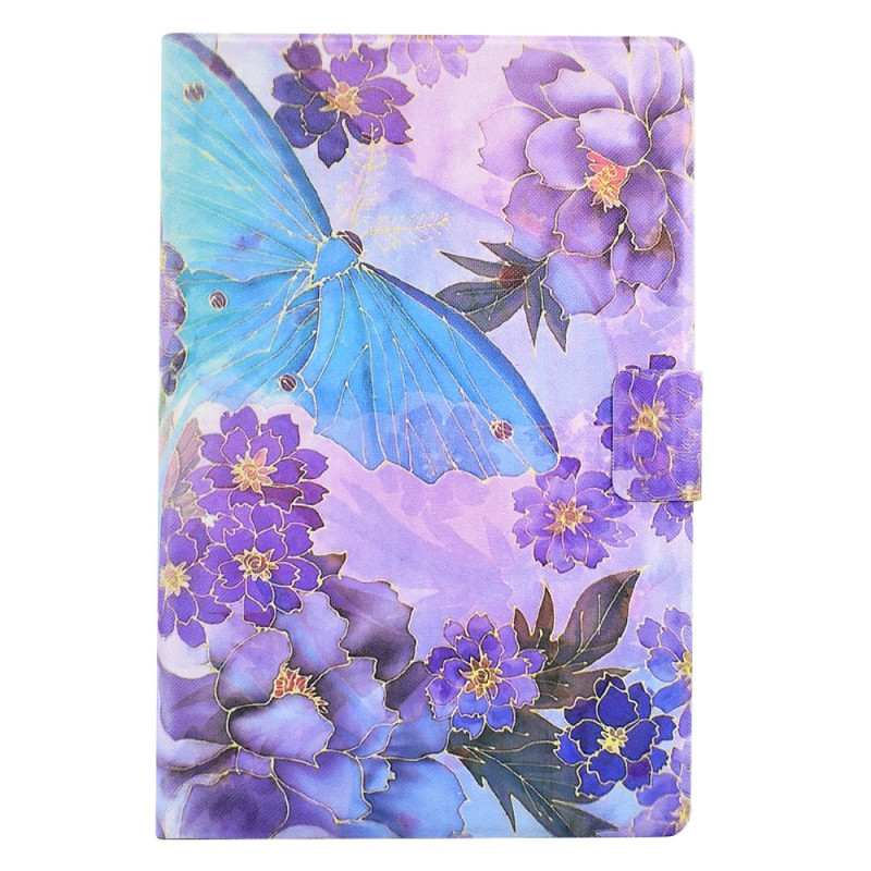 Samsung Galaxy Tab A9 hoesje pioenrozen en vlinders