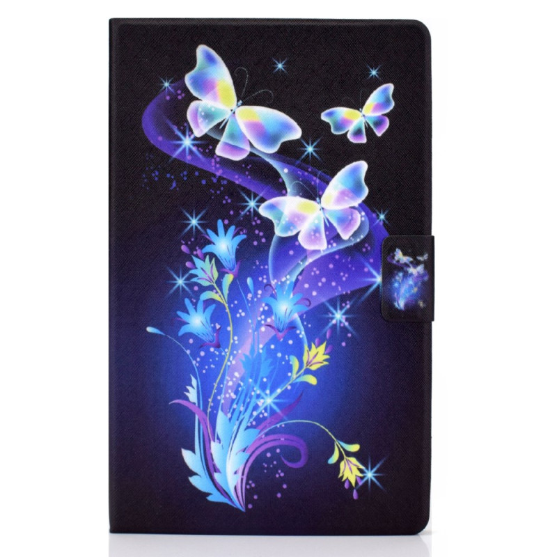 Samsung Galaxy Tab A11 / A9 Hoesje Vlinders op Zwarte Achtergrond