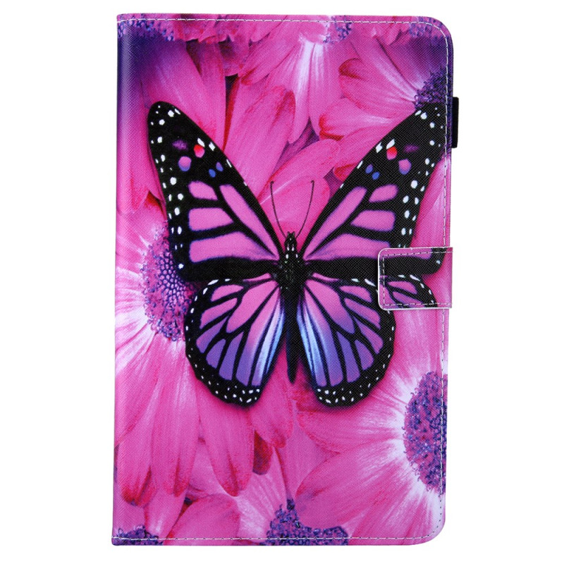 Samsung Galaxy Tab A9 Plus hoesje vlinder op roze achtergrond