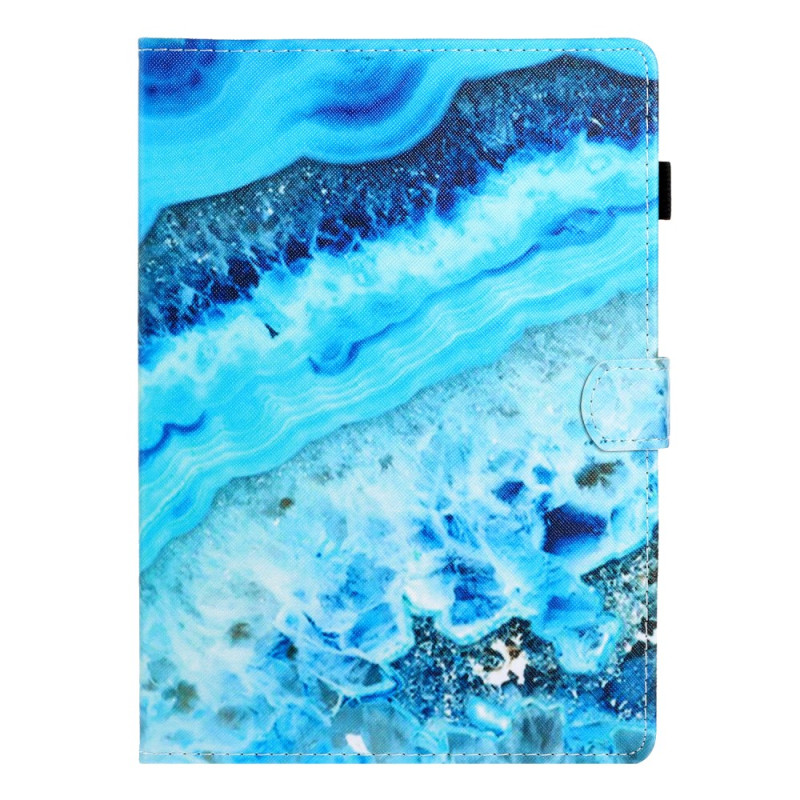 Samsung Galaxy Tab A9 Plus Hoesje Gemarmerd Patroon Blauw