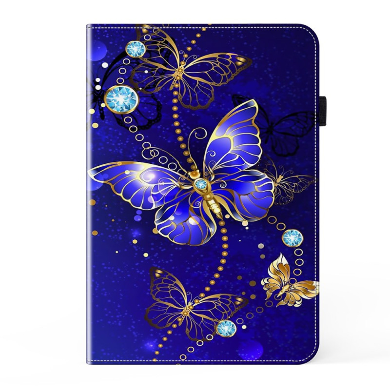 Hoesje Samsung Galaxy Tab A11 Plus / A9 Plus Vlinders Diamant en Goud