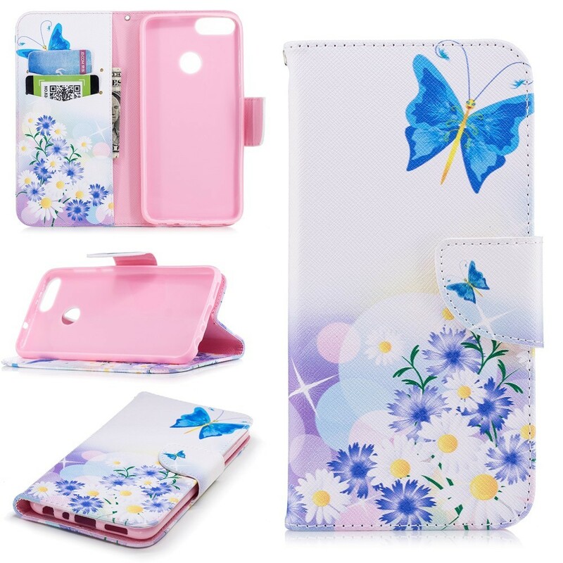 Huawei P Smart Case Beschilderde Vlinders en Bloemen