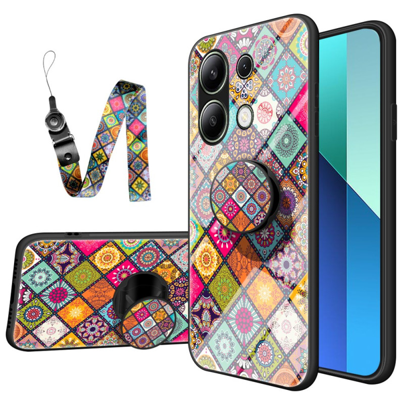 Xiaomi Redmi Note 13 4G hoesje met draagring en patchwork bandje