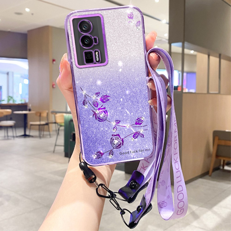 Poco F5 Pro Strass en Bloemen Koord
 Case KADEM