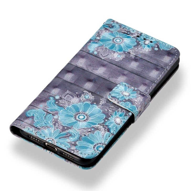 Cover Huawei P20 blauwe bloemen 3D