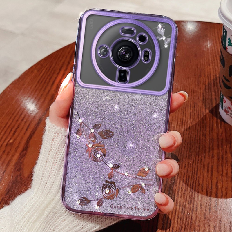 Xiaomi 12S Ultra Strass en Bloemen Hoesje KADEM