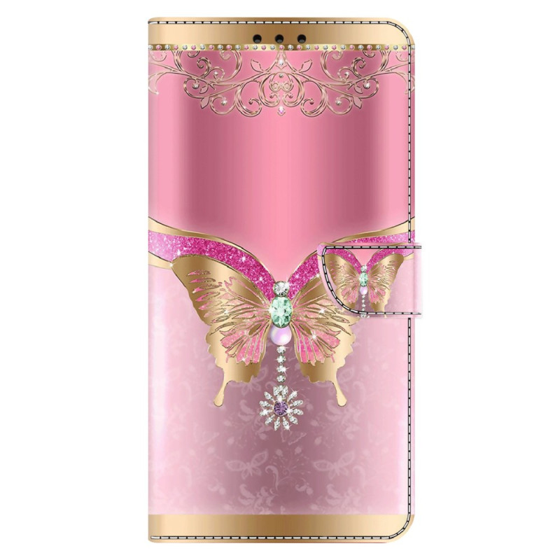 Xiaomi Redmi Note 13 5G Roze en Goud Vlinder Etui