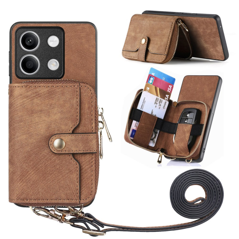 Xiaomi Redmi Note 13 5G Retro hoesje met rits en riem