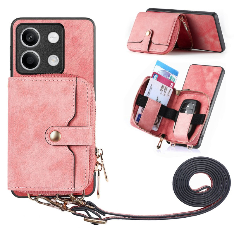 Xiaomi Redmi Note 13 5G Retro hoesje met rits en riem