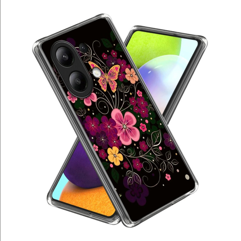 Xiaomi Redmi Note 13 4G hoesje Bloemen en vlinders