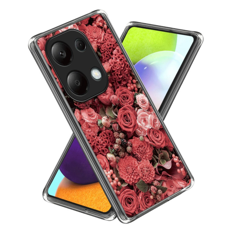Xiaomi Redmi Note 13 Pro 4G / Poco M6 Pro 4G Hoesje Rood en Roze Bloemen