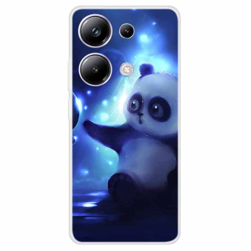 Xiaomi Redmi Note 13 Pro 4G / Poco M6 Pro 4G hoesje Panda op blauwe achtergrond