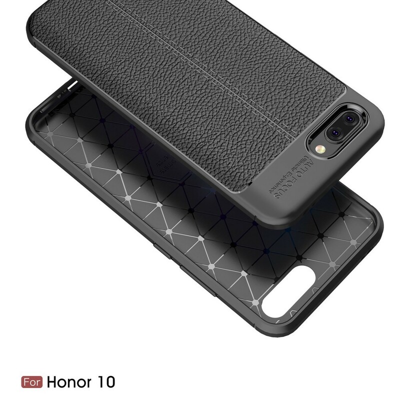 Huawei Honor 10 Lederen Hoesje Litchi Dubbele lijn