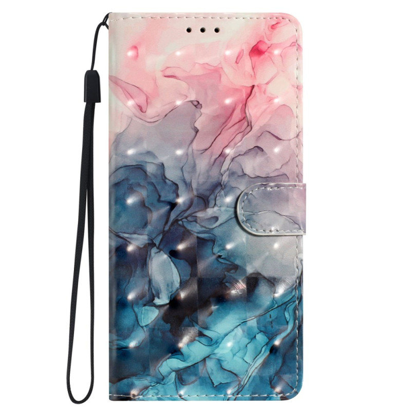 Beschermhoes Oppo A98 5G Marble Roze en Blauw met Koord
