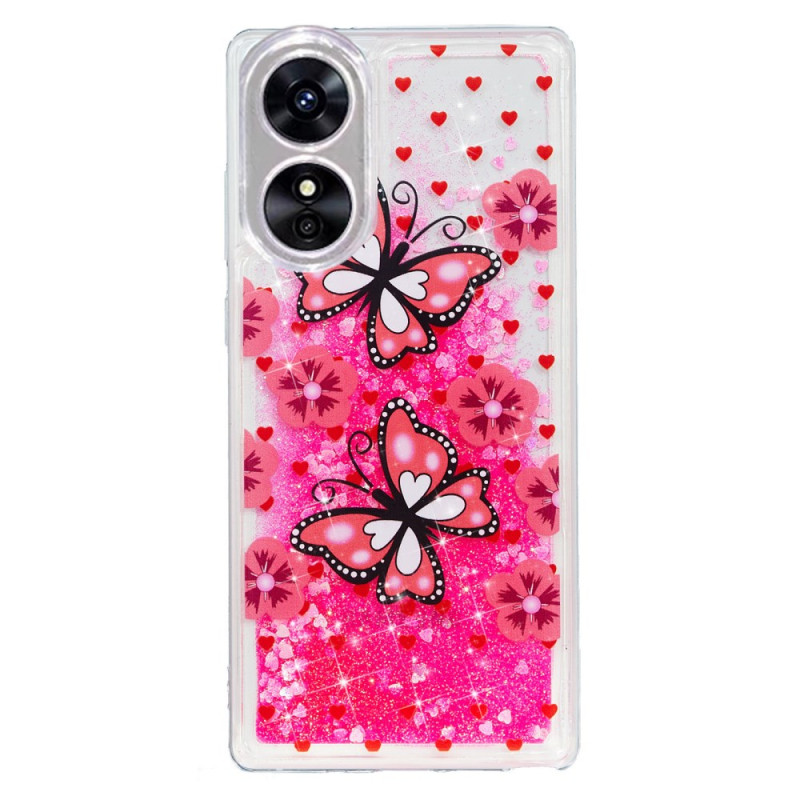 Hoesje Oppo A17 / A17k Glitter Rode Vlinders