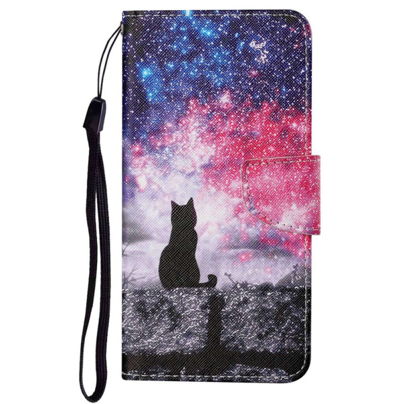 Oppo A96 Sterrenhemel en Cat Strap Case