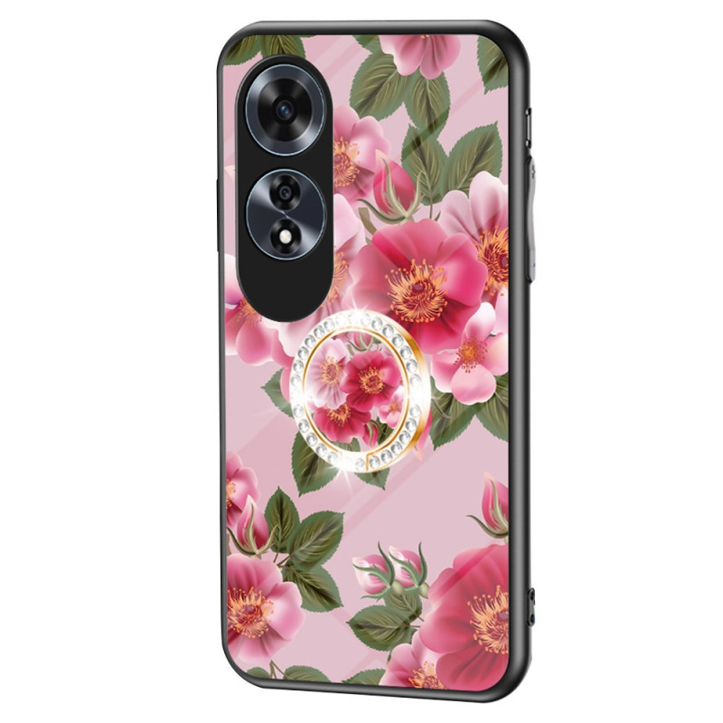 Oppo A60 Geval van gehard glas Bloemen steunring