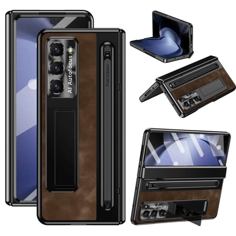 Samsung Galaxy Z Fold 6 Geval Vintage stijl getemperd glas houder en Film