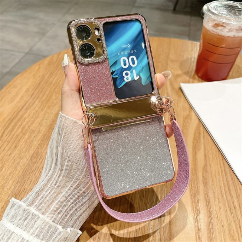 Oppo Vind N2 Flip Glitter Hoesje met Koord
