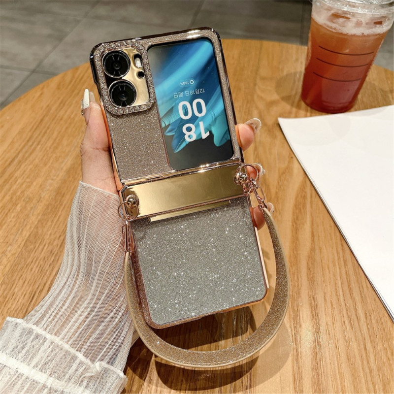 Oppo Vind N2 Flip Glitter Hoesje met Koord
