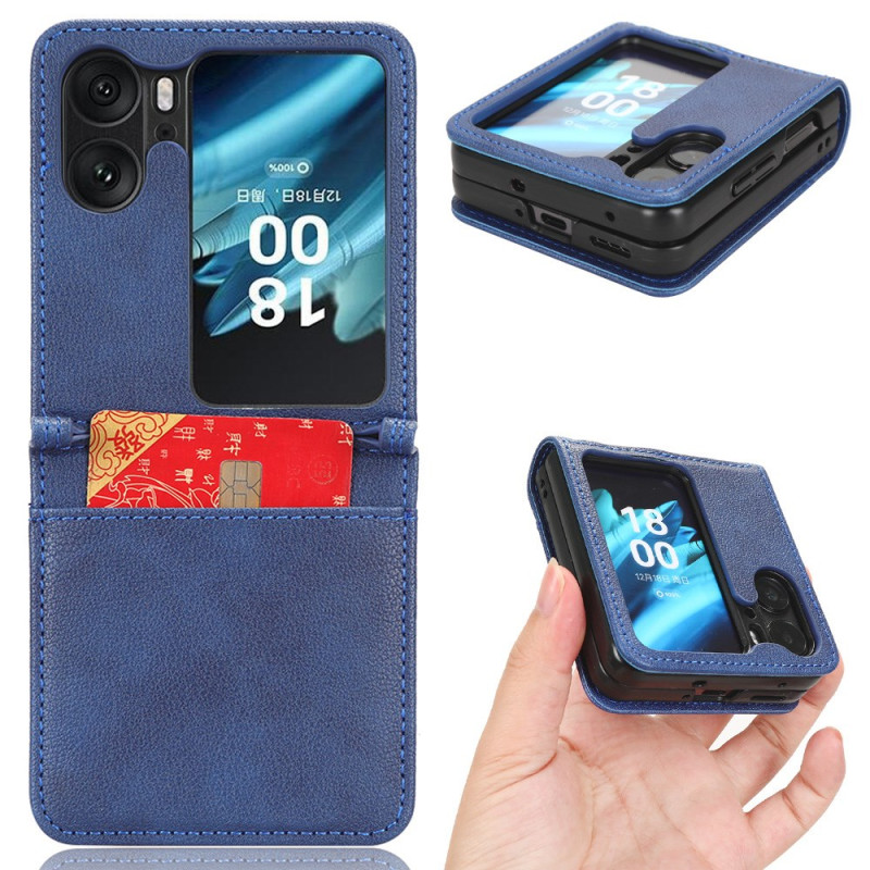 Oppo Vind N2 Flip Gesimuleerd Lederen Hoesje en Kaart Etui