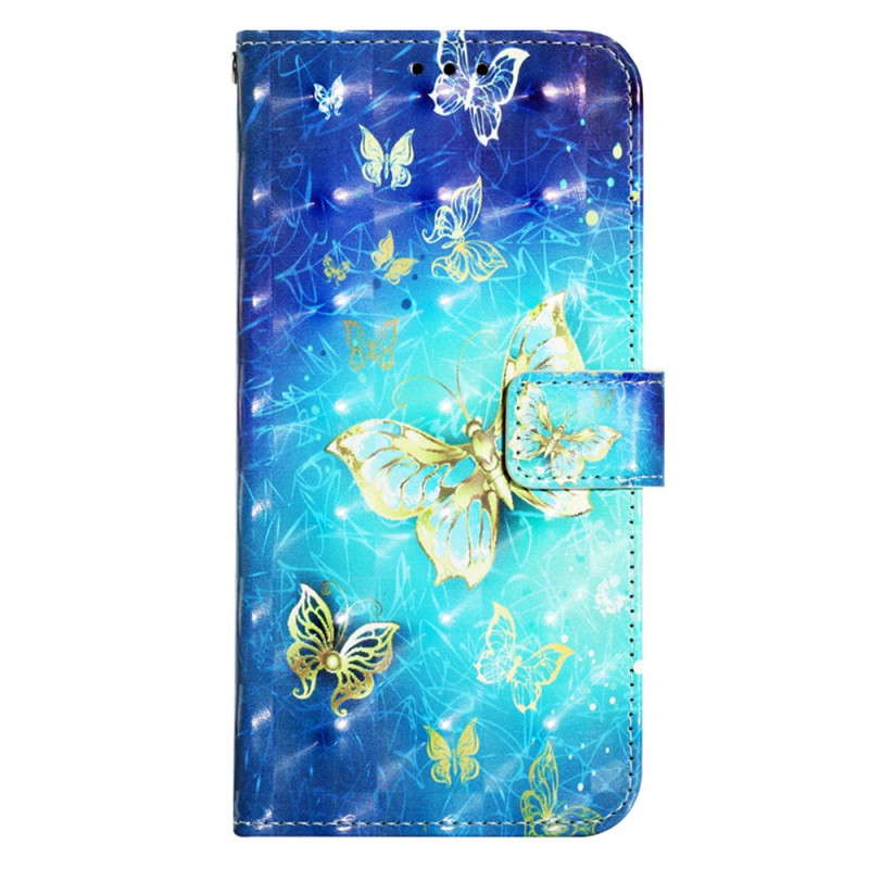 Hoesje Xiaomi Redmi 13C 4G/5G/Poco C65 Gouden 3D Vlinders