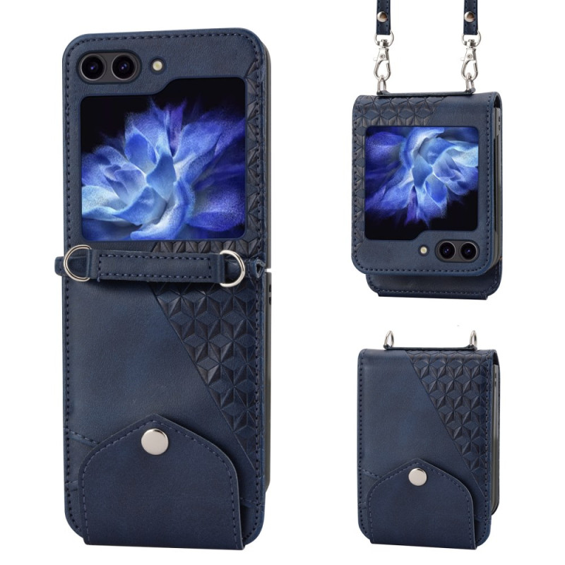 Samsung Galaxy Z Flip 7 FE / Z Flip 6 Kunstlederen Hoesje Frieze met schouderriem