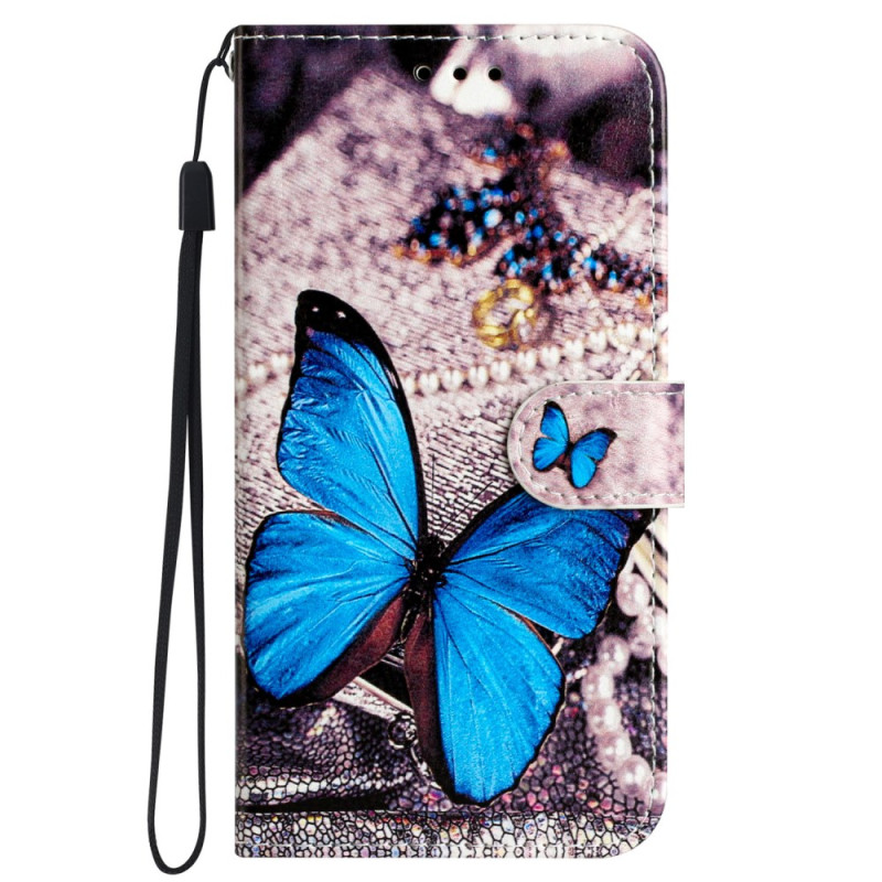 iPhone 16 Blauw Vlinder Band Case