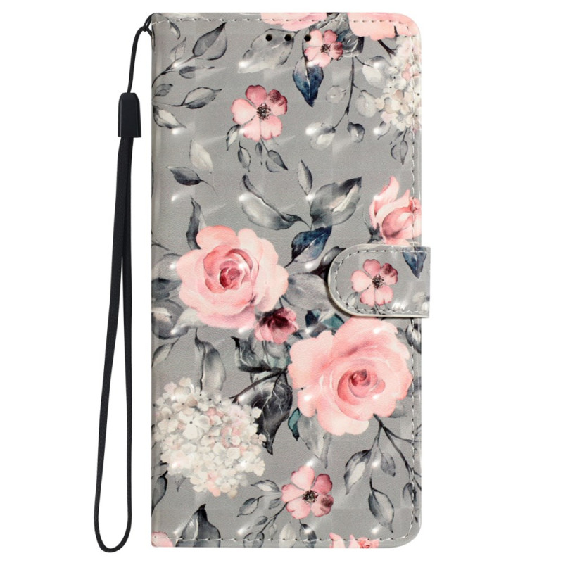 Beschermhoes iPhone 16 Print Bloemen met sleutelkoord