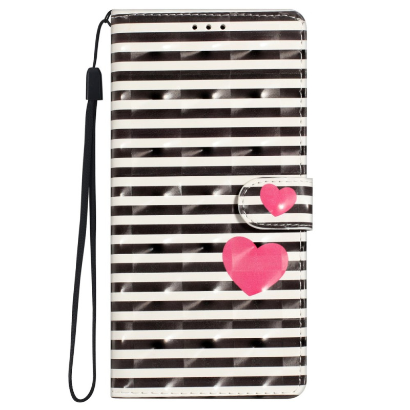 Hoesje voor iPhone 16 Stripes and Hearts met sleutelkoord