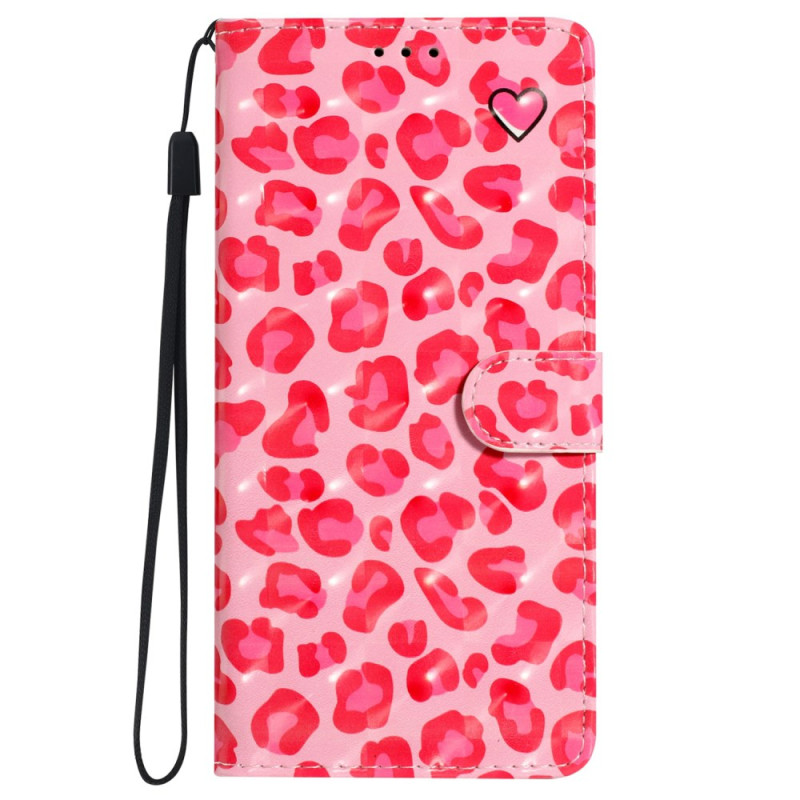 Roze luipaardprint koordhoes voor iPhone 16