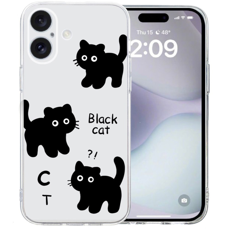 Hoesje iPhone 16 Transparante Rand Zwart Katten