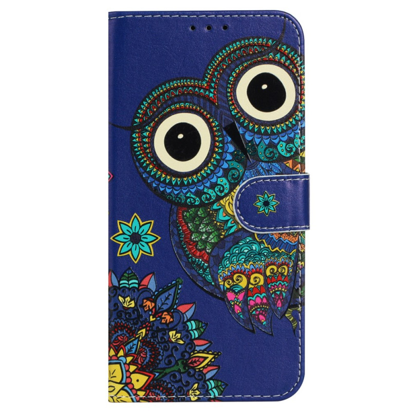 Hoesje iPhone 16 Plus Blauw Uil met sleutelkoord