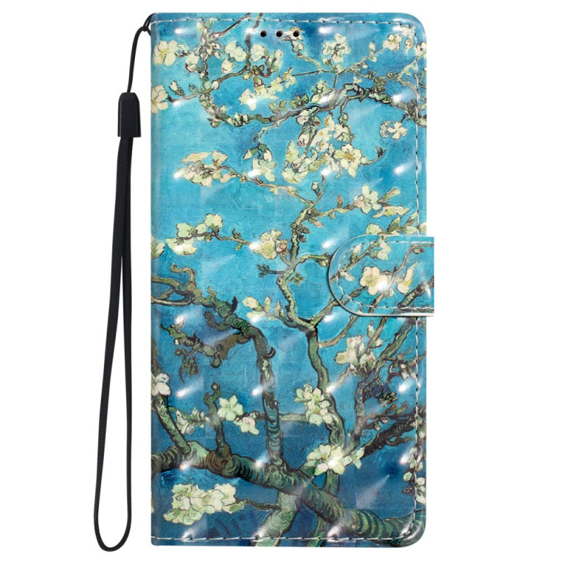 Hoesje iPhone 16 Plus Abrikoos Bloemen met Riempje