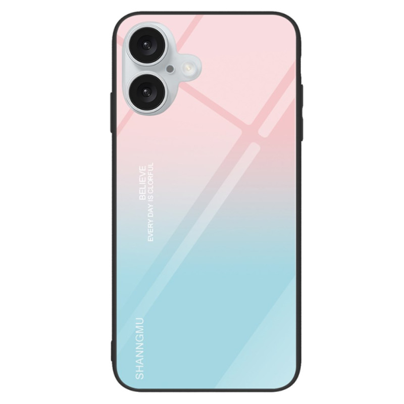 iPhone 16 Plus Gehard Glas Hoesje Roze Blauw Kleurverloop