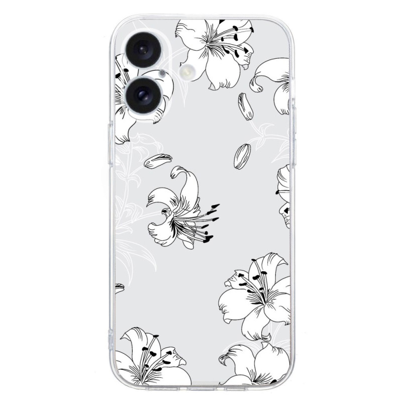 iPhone 16 Plus hoesje Wit Bloemen