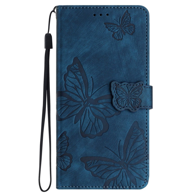 Hoesje voor iPhone 16 Plus met vlinderprint en bandje