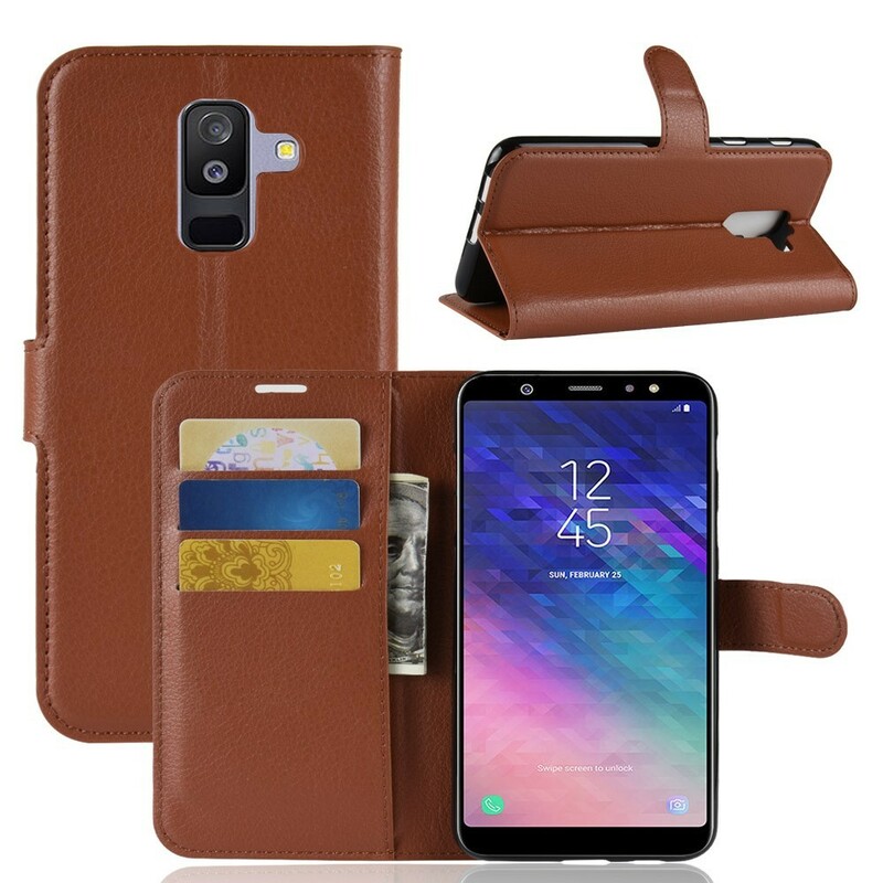 Samsung Galaxy A6 Plus Kunstlederen Hoesje Lychee Samsung Galaxy A6 Plus Kunstlederen Hoesje Lychee