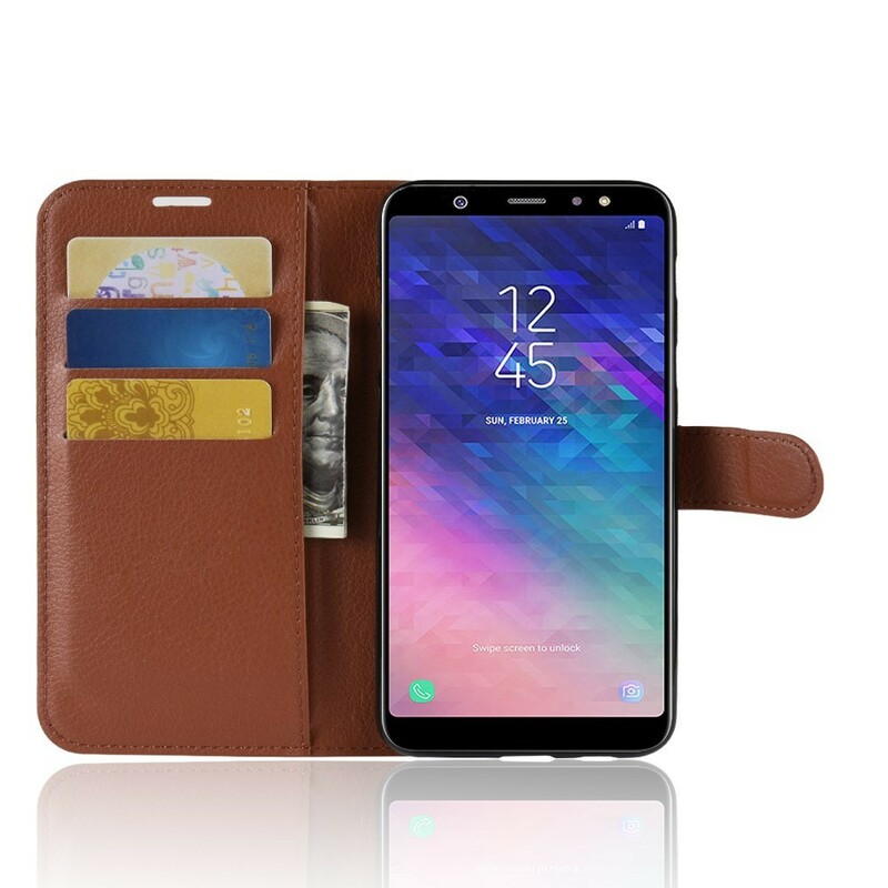 Samsung Galaxy A6 Plus Kunstlederen Hoesje Lychee Samsung Galaxy A6 Plus Kunstlederen Hoesje Lychee
