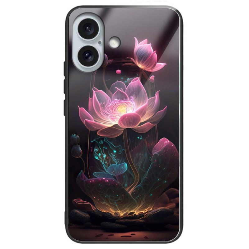 Hoesje iPhone 16 Plus Getemperd Glas Lotus Roze