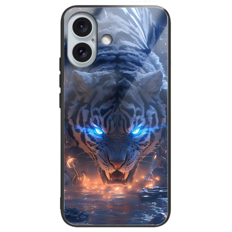 Hoesje iPhone 16 Plus Tijger Gedrukt Tempered Glas