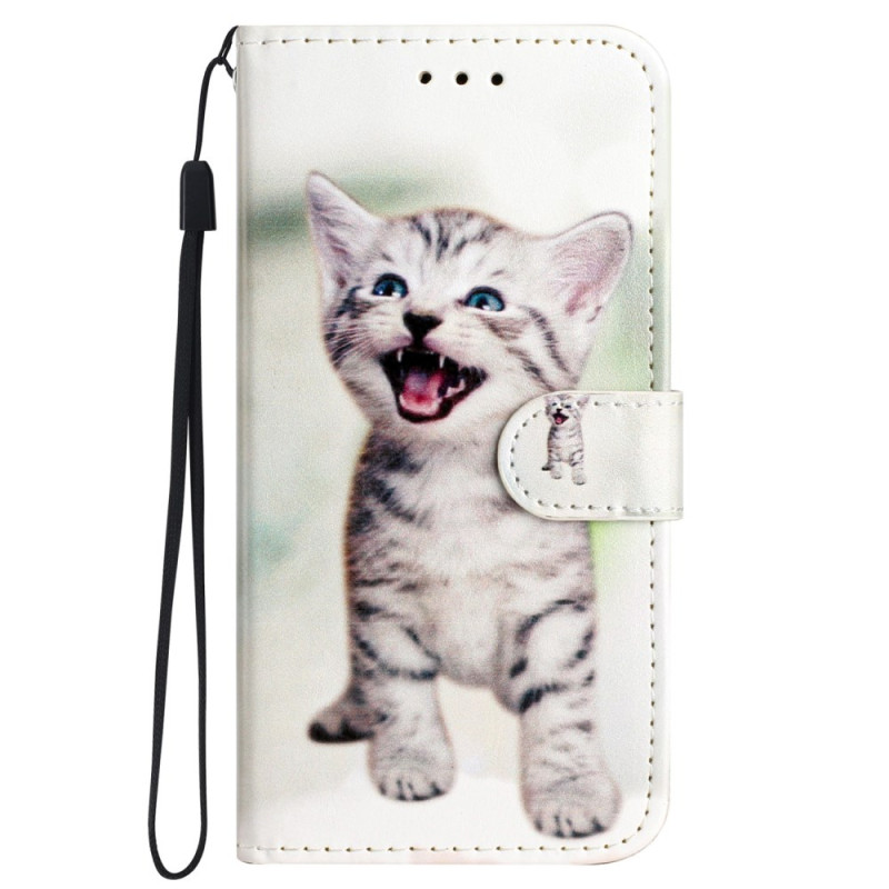 Hoesje iPhone 16 Pro Patroon Kat met sleutelkoord