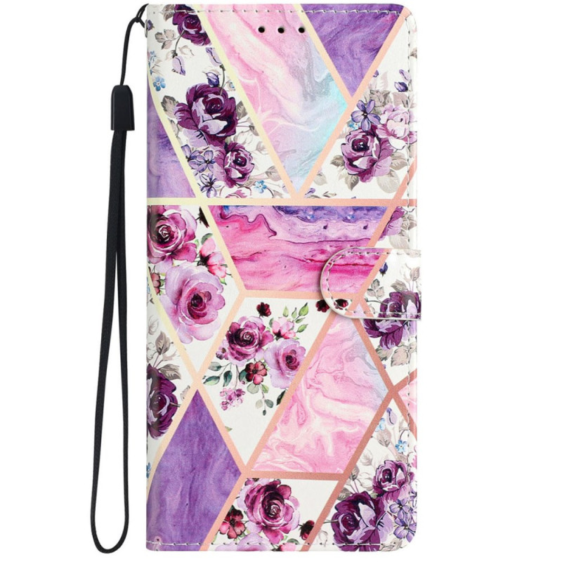 Hoesje iPhone 16 Pro Paars Bloemen met Koord
